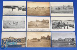 Interesting collection of early 20thc Old Course St Andrews players golfing postcards (9) to incl 