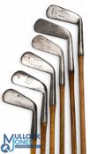 6x Assorted Tom Stewart irons features a no 2 iron for Alex Philips, no 3 iron stamped A Crook,