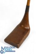 Unnamed Gassiat style rectangular wide wooden head socket neck putter with half brass sole plate,
