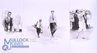 Linda Logan: a group of Three American Golf Drawings - each signed and titled, pen and ink and wash,