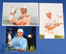 Collection of Scottish and Irish Open Golf Champions signed press colour photographs (3) to incl