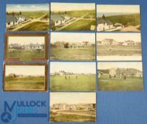 Interesting collection of various early 20th c Scottish golf links coloured postcards all from the