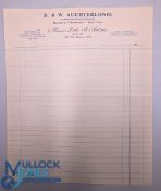 c1920 D & W Auchterlonie Golf Club Maker Letterhead, unused has been folded - displays well