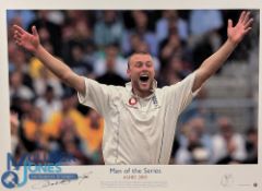 Cricket 2005 Ashes Man of the Series Andrew Flintoff signed Big Blue Tube Print, limited edition,