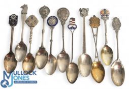 Vintage Hallmarked Silver Golfing Spoons. From various clubs some having enamel, 11 in total 196g