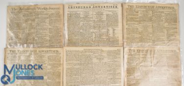 Collection of very early 19th c Edinburgh Weekly Journal Newspapers covering various early golf