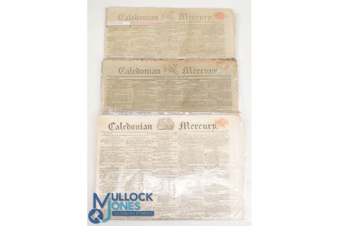 Collection of early 1800s Caledonian Mercury Newspapers with early important References to Golf