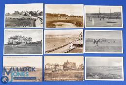 Interesting collection of St Andrews Old Course b&w golfing scene postcards (9) to include Bobby