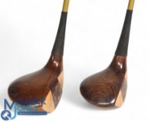 2x Paul Gibson custom/handmade persimmon woods both in dark stained a driver and number 3 wood