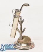 Edwardian Ring Tree & Hat Pin Cushion Holder. Silver Hallmarked Birmingham 1909