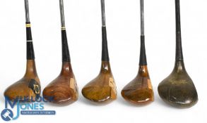 5x Various Persimmon woods to incl MacGregor Louise Suggs 3 wood (x2), MacGregor Ambassador 3