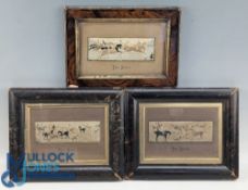 c1890 Three Horse Racing Stevengraph embroidered silks by Thomas Stevens Stevengraphs, titled -
