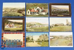Collection of early 20th c Burntisland Fife Golf Links coloured postcards (9) with good views of the