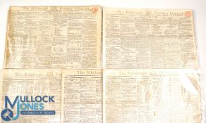 Collection of 1820/30s Edinburgh Evening Courant Newspapers covering important golf related