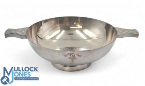 1981 Ryder Cup Silver Plate Celtic Quaich. Celtic Design handles having Ryder Cup motive and date on