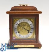 Fine 2000 PGA Cup Celtic Manor Presentation Mahogany and Brass Face Chiming Mantle Clock c/w key -