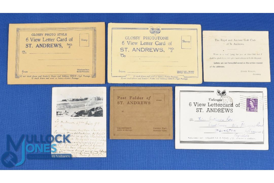 Unusual collection of St Andrews "View Letter Cards" and small size postcards (6) to include The