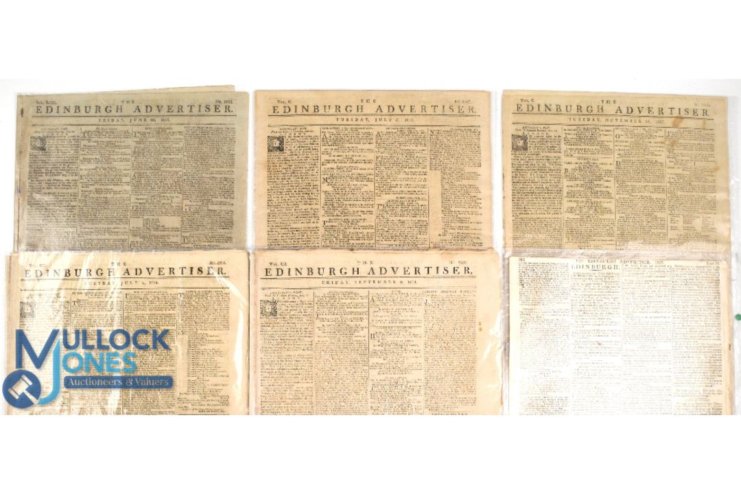 Collection of very early 19th c Edinburgh Weekly Journal Newspapers covering various early golf