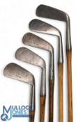 5x Various Tom Stewart golf irons incl A Gow iron, Fred Whiting Sandwich 3 iron, 2x mashies, t/w a