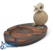 Henry Howell & Co Golf Duck Ashtray. Wooden base with Duck having the body made from a Golf ball.