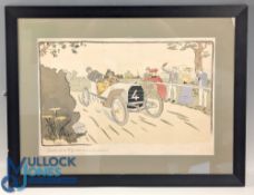 Raphael Tuck & Sons Motor Sport Mercades Print: Les Automobiles Celebres French land speed - in a