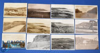 Interesting collection of early Scottish Mainland and Isles Golf Links b&w postcards (12) to include