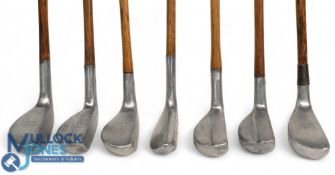 7x Assorted Alloy mallet head putters including a good Braid Mills model for Robinson and Co