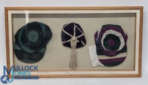 3x 1950 Cricket & Rugby Caps, awarded to John Hill, from Devon Dumplings 1952, Free Foresters