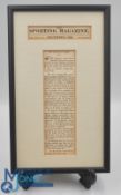 Golfing History: The Sporting Magazine 11th November 1828 Original Paper cutting describing