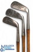 3x Assorted golf irons incl Walter Hagen 2 iron, Esdell challenger driving iron, and a concentric
