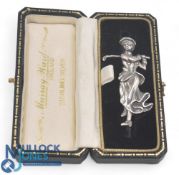 Lady Golfer Brooch: Lady golfer in full swing marked to the back 925 in original case