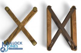 2x Period Tennis Racket Presses, late Victorian, made of light oak with brass fittings -