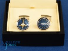 2016 Ryder Cup Hazeltine Presentation Enamel and Chrome Plated Round Cufflinks - given to European