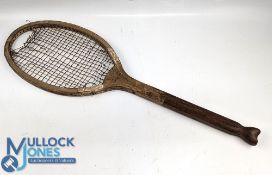 Early Slazenger the Demon fishtail Lawn Tennis racquet Slazenger & Son Ltd, the convex wedge stamped