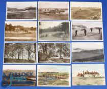 Collection of late 19th/20th c English golf links black and white and colour postcards incl