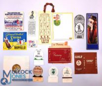 Golf Themed Matchboxes, Cigarette box, bookmarks, napkin, wine bottle labels, and more - a good