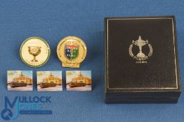 5x Interesting American Golf Brass and Enamel Pin Badges to incl 4x Presidents Cup, 3x 2011 (