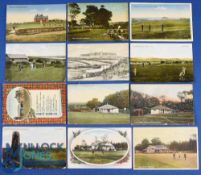 Collection of early 20th century Scottish Golf Links coloured postcards from the early 1900s to 1932