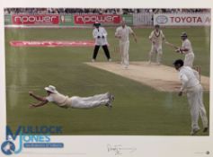 Cricket 2005 Ashes Catch of the Series Andrew Straus signed Big Blue Tube Print, limited edition,