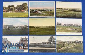 Collection of early Gullane golf links coloured postcards from the 1900s onwards (9) to incl various