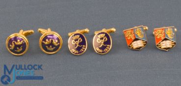 Interesting collection of gilt and enamel quality cuff links (3) to incl one dated 1956-1996,