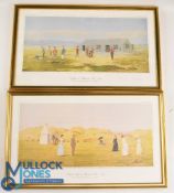 Pair of Westward Ho! 1880 coloured Golf Scene Prints from the originals by F P Hopkins - published
