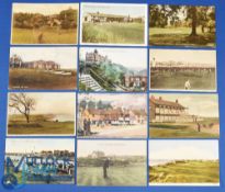 Interesting collection of late 19th/20th c. English golf links coloured postcards (12) to include