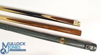Two Vintage One Piece Snooker Cues, to include Horace Lindrum Champion 17oz in wooden case, and an