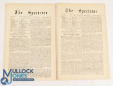 2x 1889 Golf related editions of 'The Spectator' Weekly Publication to incl Sat October 26 under