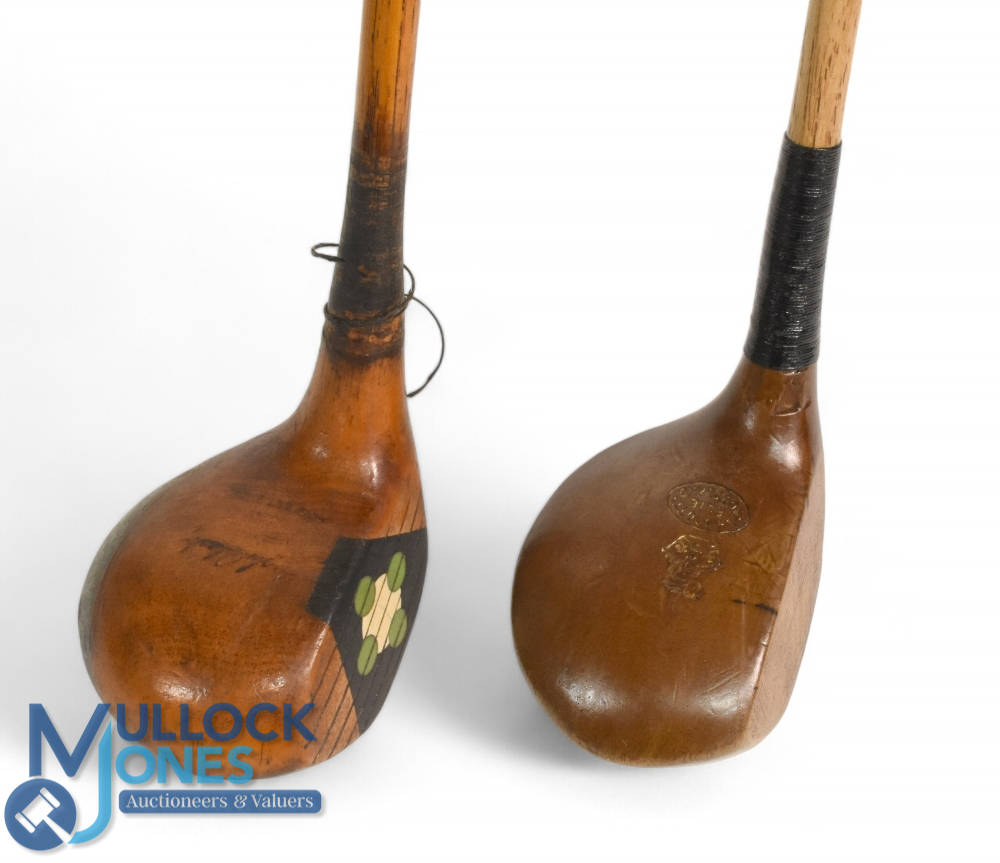 2x Brassies - one stamped Hugh Clark high crowned fancy faced peerless model with alloy back - Image 2 of 3