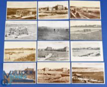 Interesting collection of early 20th c St Andrews Golf Links b&w postcards (12) view of the R&A Club