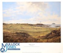 Turnberry Ailsa Course Print by M Chadwick, signed by Nick Price, ready to frame - size #43cm x52cm