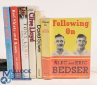 Six signed Cricket Books - Following on Alec and Eric Bedser 1954, David Gower - Heroes and
