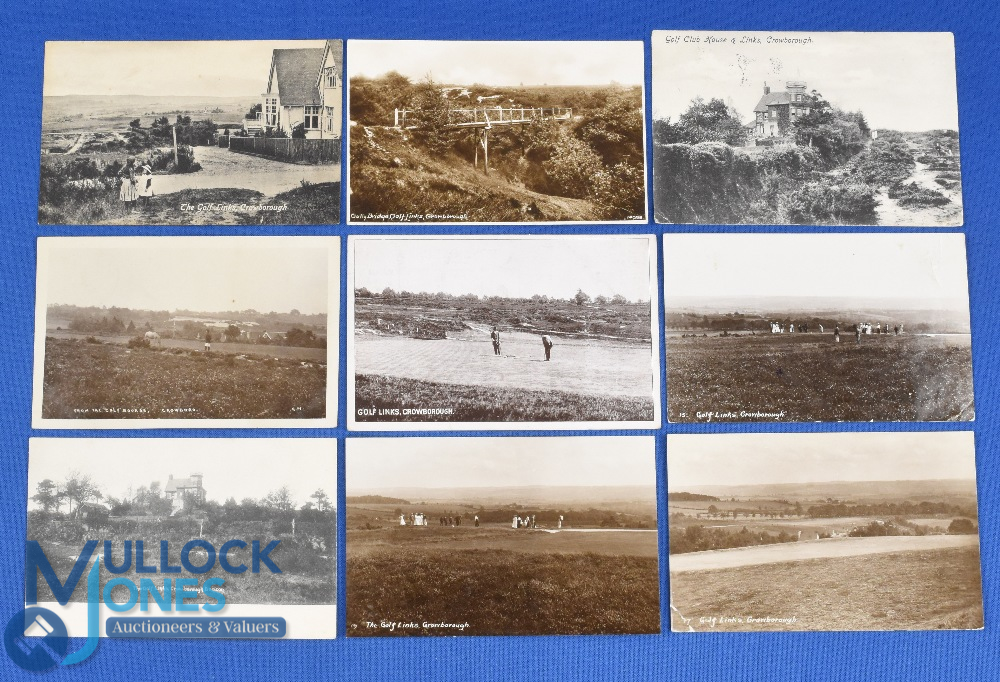 Collection of early Crowborough Beacon Sussex golf links b&w postcards from the early 1900s
